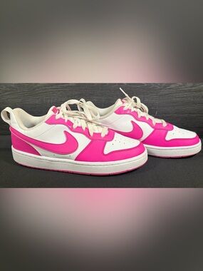 Nike Court Borough Low Sneakers White Pink | Size 6Y / 7.5 Women's